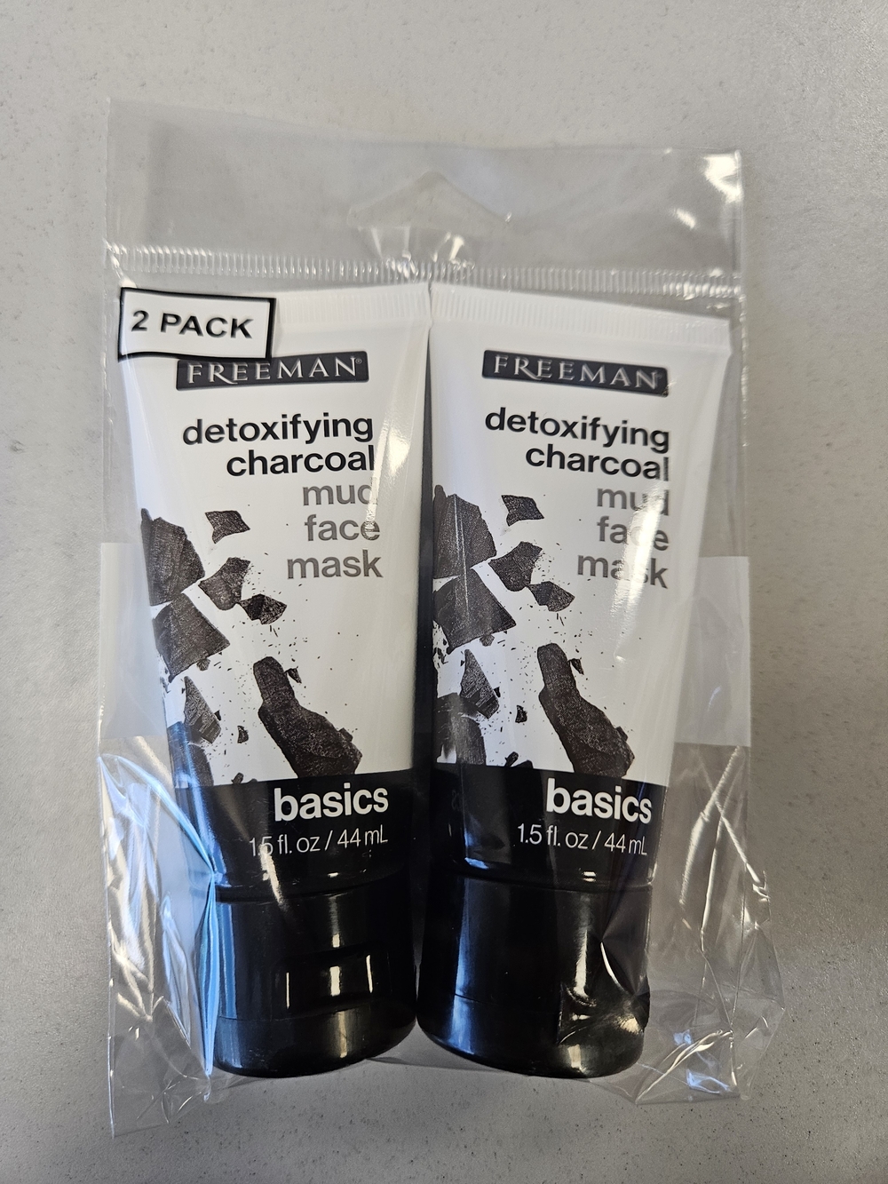 Basics Detoxifying Charcoal Mud Face Mask — 2 Pack, Black